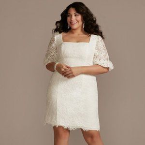 David's Bridal Lace Square Neck Mini Dress NWT 16W